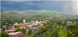 Downtown Steamboat Springs with Mt. Werner in distance