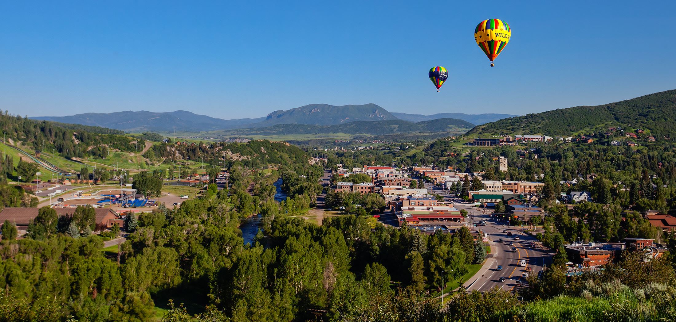 Hot Air Balloons float over downtown Steamboat Springs