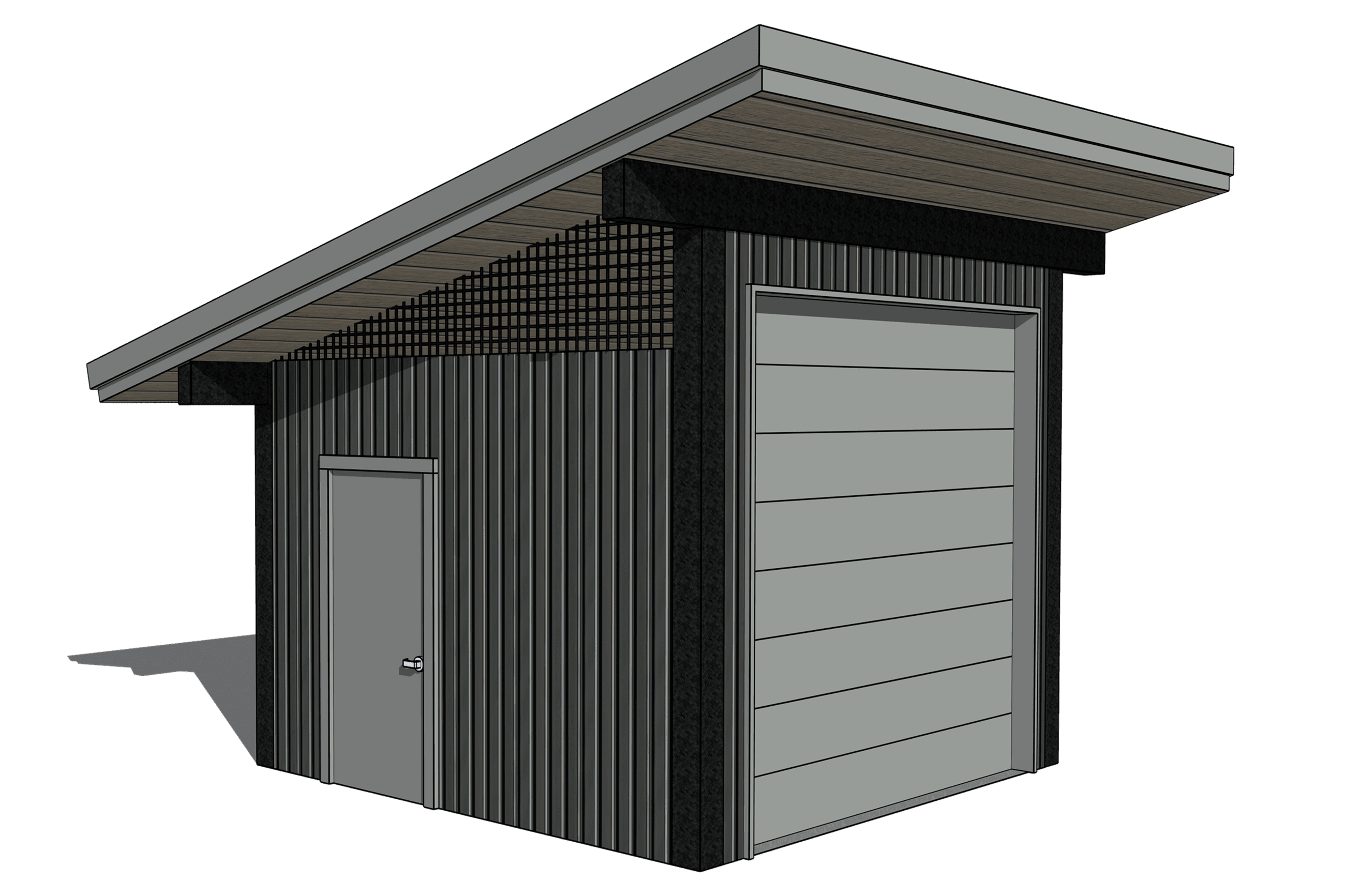 Enclosure with roof, one dumpster_large view