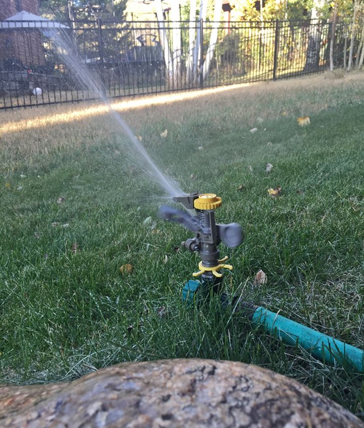 Rotating Sprinkler Watering the grass